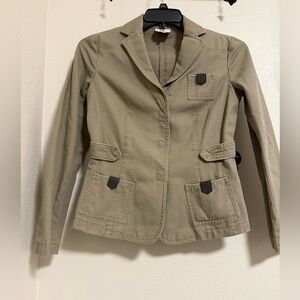 Armani Collezioni Khaki Front Snap Blazer